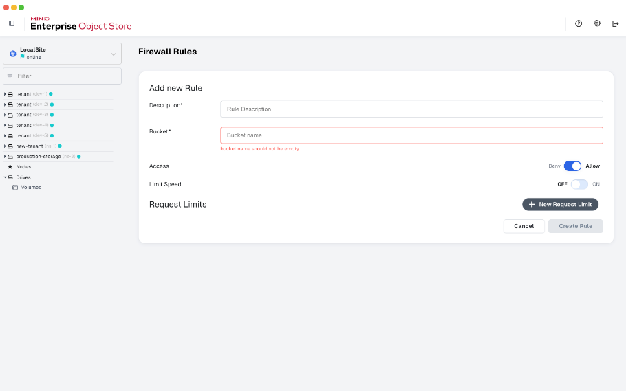 Bandwidth and Request Limits